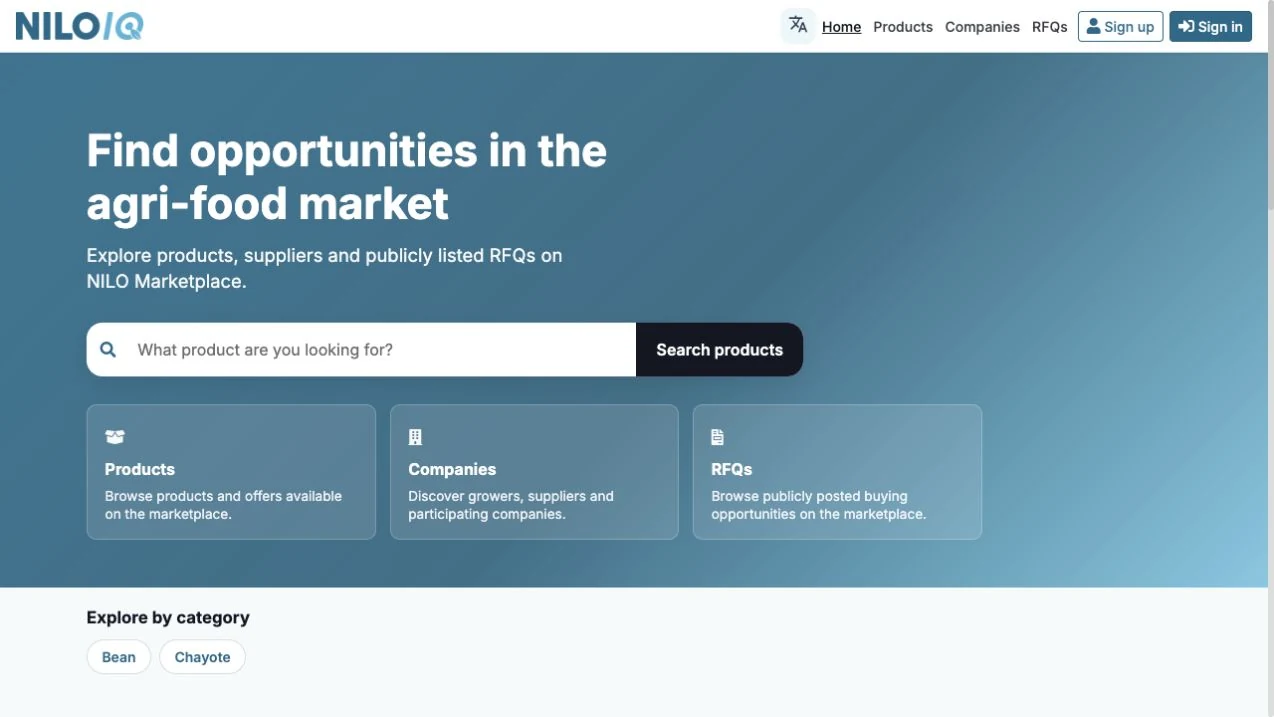 NILO’s public guest marketplace. TARIY’s engagement covers strategy, vision, product design, and GTM.